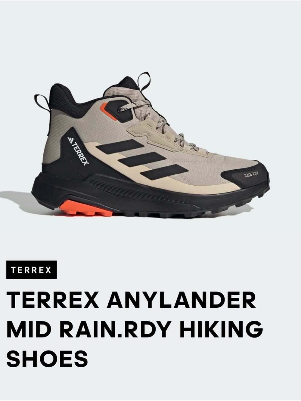 adidas Terrex Mid-Cut Hiking Boots - Beige/Black/Orange